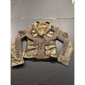 Raw 7 Distressed Leather And Houndstooth Plaid Patchwork Jacket - Women's Size S